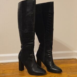 Impo Black Textured Heeled Boots
